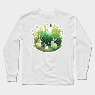 Watercolor Easter Bunny Trio Long Sleeve T-Shirt